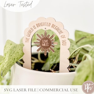 World Is Brighter Plant Tag SVG | Presente de Dia das Mães svg | Presentes para a Vovó svg | Presentes para Professores Arquivos de Gravação a Laser | Glowforge svg