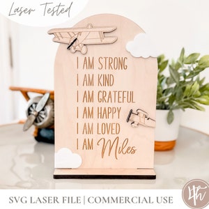 Arco de Afirmação para Crianças de Avião SVG | Placa de Afirmação SVG | Placa personalizada para crianças | Arquivos de Gravação a Laser | Glowforge SVG |