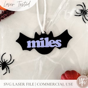 SVG Bat Book Basket Tag | SVG Boo Basket Tag| Personalized Boo Basket Tag | Custom Halloween Tag | Glowforge SVG | Laser File