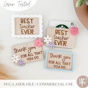 Tarjeta de regalo para maestros SVG / Tarjeta de regalo para maestros SVG / Tarjeta de regalo para trabajadores de guardería SVG / Archivos de grabado láser / Glowforge SVG / Tarjeta de regalo de café / Descargar