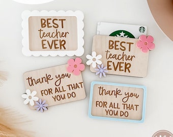 Carta regalo insegnante SVG / Regalo insegnante SVG / Regalo assistente asilo nido svg / File incisione laser / Glowforge SVG / Carta regalo caffè / Download