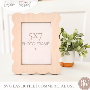 Cadre photo festonné 5 x 7 SVG | Cadre photo magnétique svg | Cadre photo laser svg | Svg Glowforge | Fichiers laser |