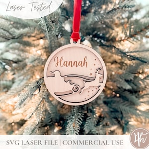 Magical Santa Sleigh Ornament| Laser Cut Files | Glowforge SVG | Laser Christmas Files SVG  | 3D Wood Ornaments | Wood and Acrylic Cut File