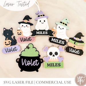Halloween Basket Tag Bundle SVG | SVG Boo Basket Tag| Personalized Boo Basket Tag | Custom Halloween Tag | Glowforge | Laser File