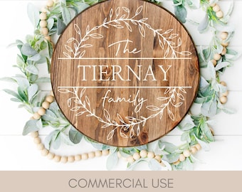 Family Name Wreath Sign SVG | Farmhouse Welcome (Digital Download)