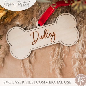 SVG Knochen Ornament | Hund Ornament | Lasergravur Dateien | Glowforge Weihnachten SVG | Glühschmieden SVG | Laser-Weihnachtsdateien