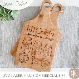 Kitchen Conversion SVG File | Cutting Board SVG File | Glowforge | Cut Files | Digital Download