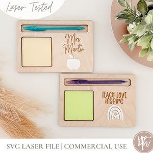 Lehrer Geschenk Post-It Notiz und Stifthalter svg | Lehrer Geschenk SVG | Erzieherin Geschenk svg | Laser gravieren Dateien | Herunterladen