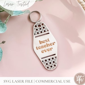 Best Teacher Cane Motel Keychain SVG | SVG Rattan Keychain| Laser Engrave Files | Glowforge SVG | Laser Files | Teacher's Keychain svg