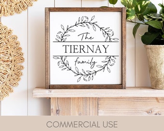 Family Name Wreath Sign SVG | Farmhouse Welcome (Digital Download)