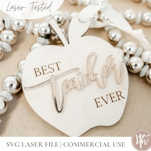 SVG Best Teacher Ornaments | Laser Engrave Files | Glowforge Christmas SVG| Glowforge SVG | Laser Christmas Files