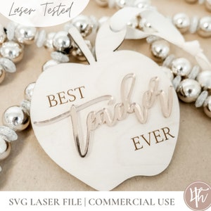 SVG Melhores Ornamentos para Professores | Arquivos de Gravação a Laser | Glowforge Christmas SVG | Glowforge SVG | Arquivos de Natal a Laser