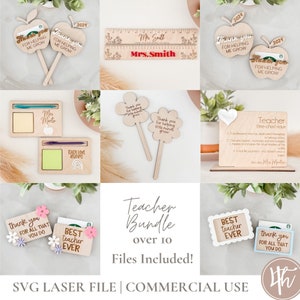 Lehrer SVG Bundle 8 Produkte| Lehrer Geschenk SVG | Erzieherin svg | Lasergravur Dateien | Glühschmiede SVG | Herunterladen