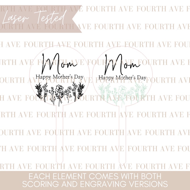 Mother's Day Plant Tag SVG | Mother's Day Gift svg | Family gifts svg | Laser Engrave Files | Laser Score Files | Glowforge svg| Laser Files image 4