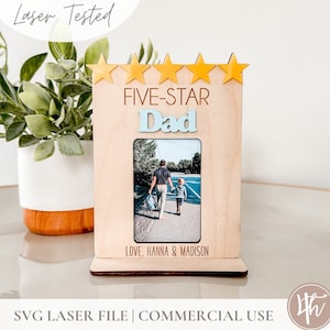 Five Star Dad Picture Frame SVG | Prezent na Dzień Ojca SVG | Prezenty dla Dziadka SVG | Glowforge SVG | Pliki Laserowe | Prezent dla Taty