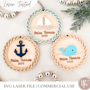 Holiday Nautical Rope Ornament Bundle | Laser Cut File | Glowforge SVG | Laser Christmas Files SVG | Holiday SVG | Wood Acrylic Cut File
