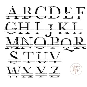 May include: Black and white alphabet font with a horizontal line through the middle of each letter. The letters are in uppercase and are arranged in alphabetical order.