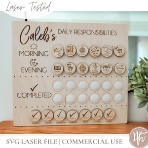 Responsibility board Weekly Checklist SVG | Kids Chore Chart svg | Kids Checklist| Daily Task| Engrave Files | Glowforge SVG | Digital Svg