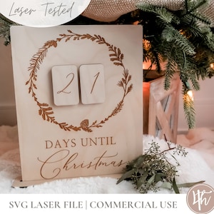 SVG Christmas Countdown | Laser Engrave Files | Glowforge Christmas SVG| Glowforge SVG | Laser Christmas Files