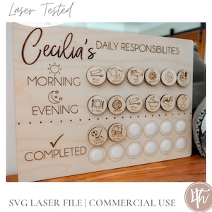 Tablica odpowiedzialności SVG | Wykres obowiązków dla dzieci SVG | Lista kontrolna dla dzieci | Codzienna lista zadań | Pliki do grawerowania | Glowforge SVG | Cyfrowy SVG