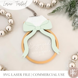 Engagement Ornament SVG| Personalized| Laser Cut | Glowforge SVG | Laser Christmas | Wood Acrylic File | Engagement Ornament SVG