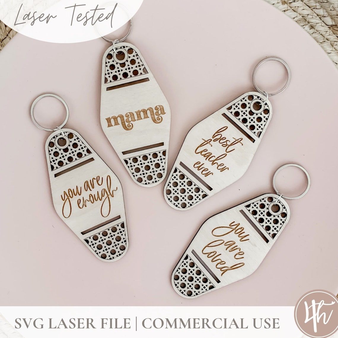 Cane Motel Keychain SVG | SVG Rattan Keychain| Laser Engrave Files ...