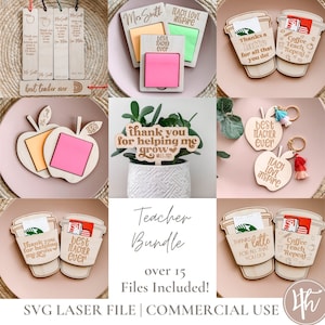 Lehrer SVG Bundle 6 Produkte und 20 Designs Lehrer Geschenk SVG | Erzieherin svg | Lasergravur Dateien | Glühschmiede SVG | Herunterladen