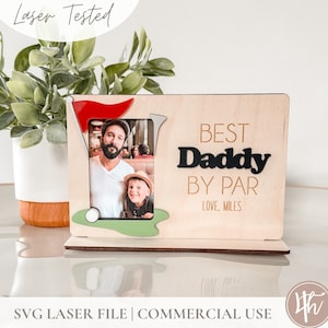 Marco de fotos SVG del mejor papá por Par / Regalo del día del padre svg / Regalos para el abuelo svg / Glowforge svg / Archivos láser / regalo para golfistas