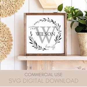 Familie Name Kranz Zeichen Monogramm SVG | Bauernhaus svg |  Willkommen svg | Sofortiger Download svg | Glowforge svg | Criciuit svg | Silhouette svg