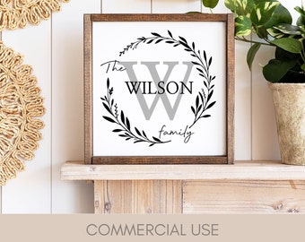 Family Name Wreath SVG | Farmhouse Sign, Welcome Design (Digital Download)