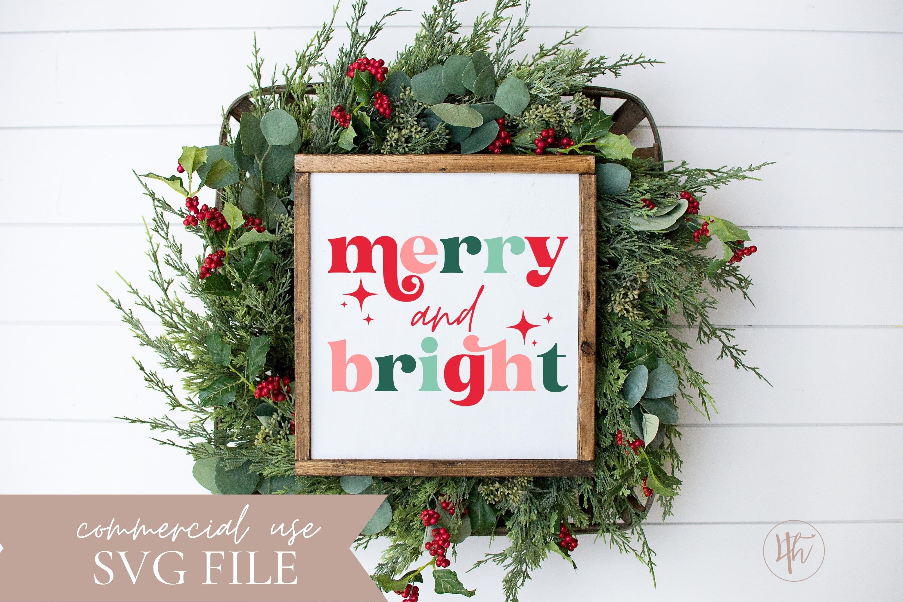 Merry and Bright Christmas SVG | Holiday Sign Cut File (digital ...
