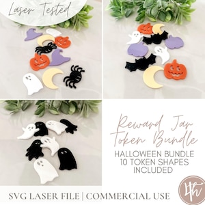 ハロウィーン報酬ジャートークン SVG ファイル | レーザーカット対応デジタルダウンロード | 家事チャートインセンティブトークン | 行動報酬トークン