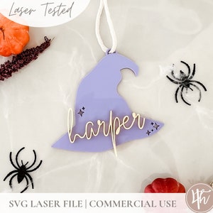 SVG Witch Hat Basket Tag | SVG Boo Basket Tag| Personalized Boo Basket Tag | Custom Halloween Tag | Glowforge SVG | Laser File