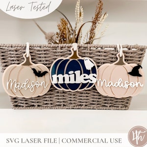 Étiquette de panier d'Halloween citrouille | Étiquette SVG Boo Basket | Étiquette personnalisée Boo Basket | Étiquette d'Halloween personnalisée | Glowforge SVG | Lime laser