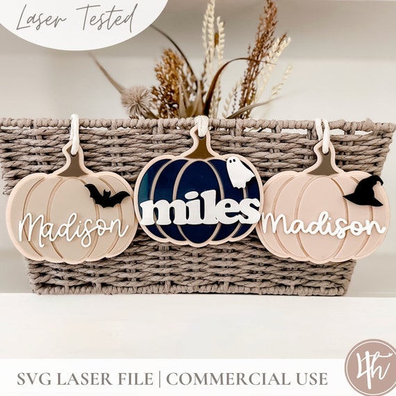 SVG Pumpkin Halloween Basket Tag | SVG Boo Basket Tag| Personalized Boo Basket Tag | Custom Halloween Tag | Glowforge SVG | Laser File