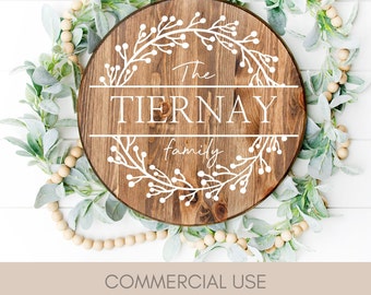 Family Name Wreath Sign SVG | Farmhouse Welcome SVG (Digital Download)
