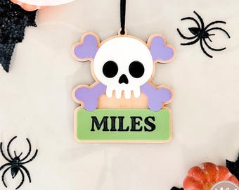 Skull and Bones Halloween Basket Tag SVG | SVG Boo Basket Tag| Personalized Boo Basket Tag | Custom Halloween Tag | Glowforge | Laser File