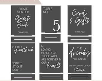 Modern Wedding Sign Bundle SVG | Table Numbers svg | Bar Sign svg | In Loving Memory Sign SVG| Guestbook svg |Glowforge svg| Laser Files