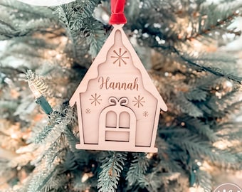 Gingerbread House Ornament| Laser Cut Files | Glowforge SVG | Laser Christmas Files SVG  | 3D Wood Ornaments | Wood and Acrylic Cut File