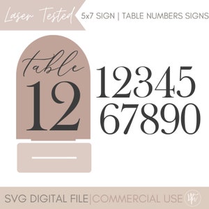 Numéros de table élégants SVG | Signe de mariage svg | Signe de mariage acrylique Arch | Svg Glowforge | Fichiers laser