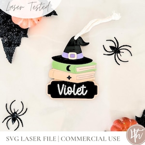 Witch Hat Halloween Basket Tag SVG | SVG Boo Basket Tag| Personalized Boo Basket Tag | Custom Halloween Tag | Glowforge | Laser File
