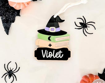 Witch Hat Halloween Basket Tag SVG | SVG Boo Basket Tag| Personalized Boo Basket Tag | Custom Halloween Tag | Glowforge | Laser File