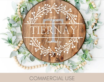 Family Name Wreath Sign Monogram SVG | Farmhouse Welcome (Digital Download)