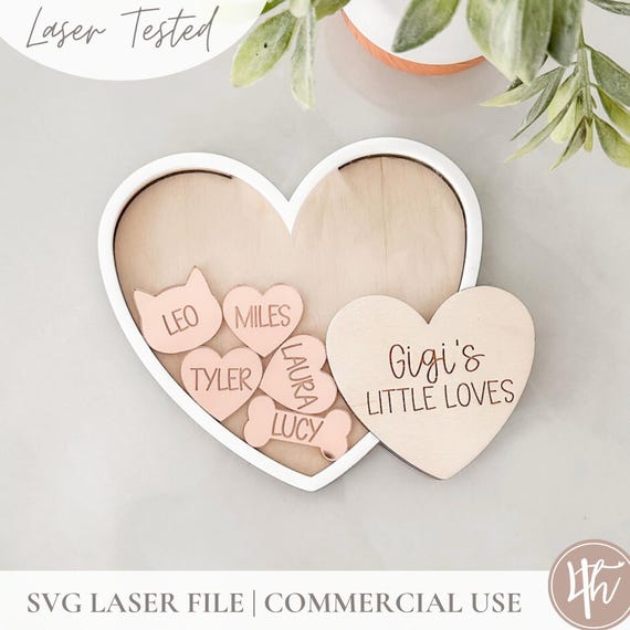 Family Hearts Magnet for Mom and Grandmother SVG | Mother's Day Gift svg | Gifts For Grandma svg | Laser Engrave Files | Glowforge svg