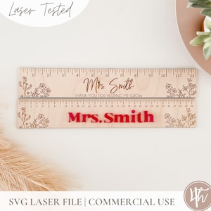 Wildblumen Lehrer Lineal svg | Lehrer Geschenk SVG | Erzieherin Geschenk svg | Laser gravieren Dateien | Herunterladen