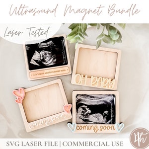 Ultraschall-Kühlschrankmagnet Bundle SVG | Demnächst erhältlich | Oh Baby | Babymitteilung | Glowforge svg | Laserdateien | Schwangerschaftansage SVG