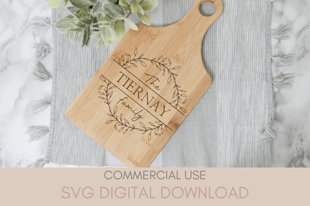 Family Name Wreath Cutting Board SVG Cutting Board SVG Cricut