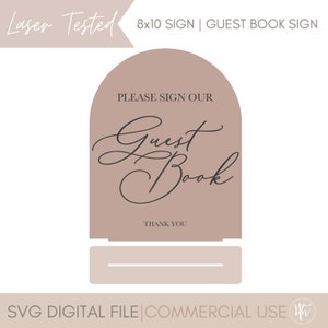 Elegant gastenboekbord SVG | Bruiloft teken svg | Boog acryl bruiloft bord SVG| Glowforge-svg| Laserbestanden