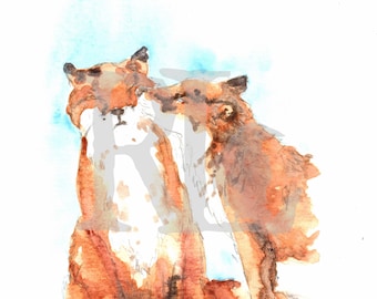 Foxes in Love - Fox Fine Art Giclée Print - Wildlife Print - Watercolor Art - Wall Art - Office Art - Fox Hunting Art - Home Decor