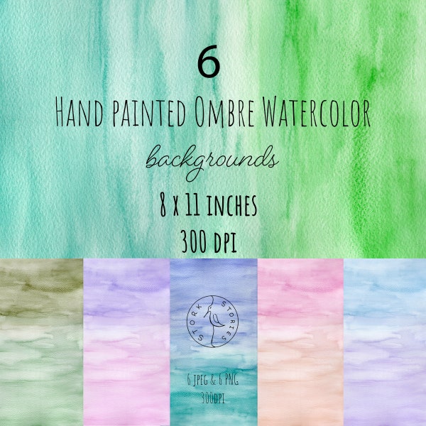 Hand painted ombre Watercolor Backgrounds Digital Paper decorative textures clipart  PNG clip art Commercial Use Sublimation